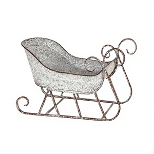 Heavy Duty Galvanized With Tree Design Santa Sleigh Chair <b>Christmas</b> Occasion Decorative Vehicle Indoor Outdoor Standing Ornament - Product Image 1