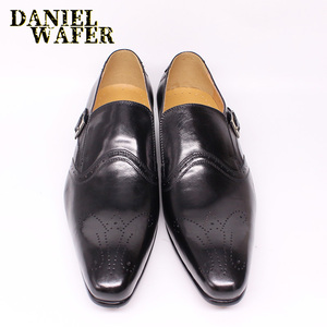 Zapatos de <span class=keywords><strong>Hombre</strong></span> de Cuero Original, de Corte Bajo, <span class=keywords><strong>con</strong></span> Correa, Estilo Monk, para Negocios, Oficina, <span class=keywords><strong>Traje</strong></span> Formal, Zapatos de Vestir Sin Cordones para <span class=keywords><strong>Hombre</strong></span> - Product Image 4