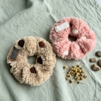 Élastique à cheveux coréen mignon et doux en peluche polyester à pois, fait main, couleur personnalisable