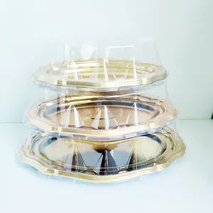 JY-80064 Irregular oval shape gold plastic tray deep heat resistant Eco Friendly Food Packaging cake tray