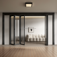 Porte pliante en verre en alliage d'aluminium moderne imperméable avec surface finie pour entrée de villa, balcon et patio