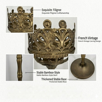 Ensemble de 3 bougeoirs vintage en fer forgé, couronne en bronze antique, filigrane, centre de table pour mariage et Noël, décoration d'intérieur, faits à la main