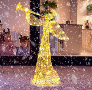 Décoration <span class=keywords><strong>de</strong></span> jardin <span class=keywords><strong>de</strong></span> Noël en forme d'<span class=keywords><strong>ange</strong></span> imperméable <span class=keywords><strong>de</strong></span> 1,2 m avec 130 lumières LED blanc chaud, <span class=keywords><strong>ange</strong></span> extérieur avec tissu en maille scintillante, indice <span class=keywords><strong>de</strong></span> protection IP44 - Product Image 1