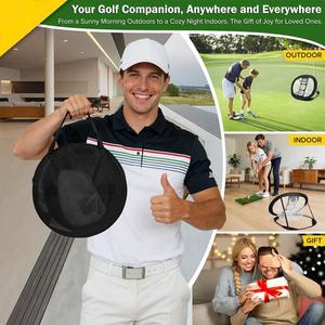 Filet de pratique de golf avec tapis de frappe Tri-Turf - Cible d'entraînement pliable, 12 balles en mousse et 6 tees dans un sac de transport - Intérieur extérieur - Product Image 5