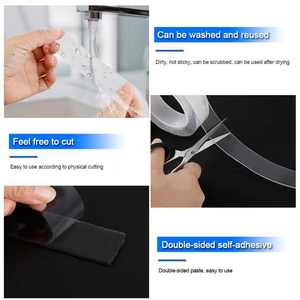 Autocollant de vente directe d'usine, ruban adhésif amovible Double face, Nano <span class=keywords><strong>colle</strong></span> transparente lavable - Product Image 4