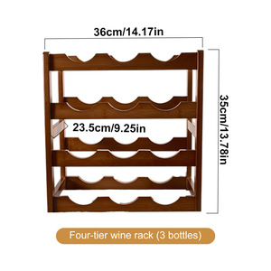 Exhibidor de Vino de Madera al por Mayor, Panel Superior de Aluminio, Decoración Moderna para el Hogar, Cocina, Comedor, Bar, Elegante Exhibidor de Vino de Mesa - Product Image 2