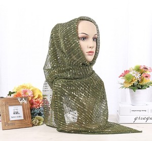 Helen Fancy Wedding Wedding donna primavera scialle in poliestere Mousselin lucente Hijab sciarpa da donna a pieghe foulard - Product Image 4