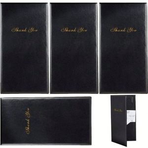 Restaurant Pu Leather Modern Portable Check <b>Presenters</b> Quick Shipping Guest Card Bill Holder With Gold Thank You Imprint - Product Image 2