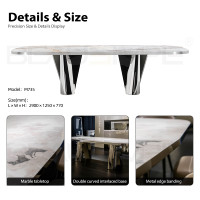 Table à manger rectangulaire minimaliste Lise, plateau en marbre de qualité, base en métal entrelacé poli, pour villa de luxe, appartement, salle à manger