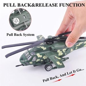 Hélicoptère militaire jouet avec lumières et sons avion en métal moulé sous pression retirer les jouets d'avion de l'armée pour les enfants - Product Image 3
