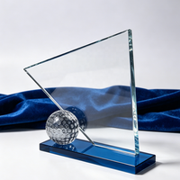 Trophées et plaques en cristal personnalisés directement de l'usine avec balle de golf pour les compétitions sportives – Récompense sportive en cristal pour le golf