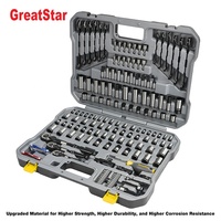 Juego de herramientas de enchufe de acero de alta calidad, caja de juegos, 164 piezas, juego de herramientas mecánicas, juego de herramientas de llave inglesa para reparación de automóviles (SAE y métrico)