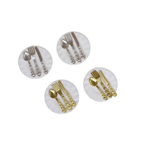 EN STOCK or argent 1 couteaux + 1 fourchettes + 1 cuillères + 1 assiette/ensemble accessoires de maison de poupée Mini modèle de jouet en métal jouet de cuisine Miniature