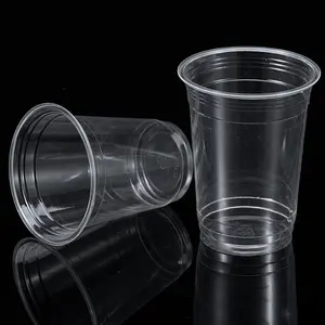 Cangkir Plastik PET Transparan Yang Dapat Didaur Ulang, Cangkir Minuman Sekali Pakai Cetak Logo Ukuran Sesuai Pesanan