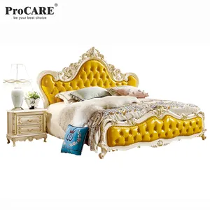 Royal furniture antique gold bedroom sets luxurious king bedroom furniture leather king size bed
