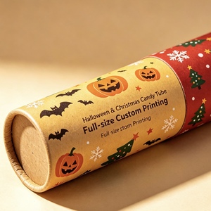 Biodegradable Custom Printed Paper <b>Tube</b>, Full Size Customizable Cylinder <b>Cardboard</b> Box for Halloween & Christmas Candy Packaging - Product Image 3
