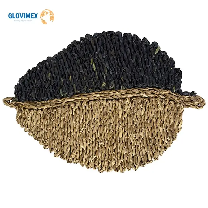 Vintage OEM Customized Trending 2022 Color Eco-friendly Style Boho unique home decor Water Hyacinth Basket Wall Decor