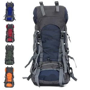 Mochilas plegables personalizadas para montañismo, mochilas extragrandes de nailon 70L, ligeras, impermeables, duraderas, para viajes de Camping y senderismo