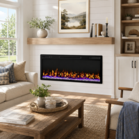 Cheminée électrique encastrable moderne de 42 à 72 pouces avec effet réaliste de 12 couleurs de flamme, télécommande et contrôle par application pour usage domestique et hôtelier