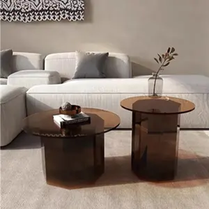 Nordic Acrylic Tea Side Table Lucite Decorative Coffee Table Perspex Round Bedside Office Stand Display Home End Table