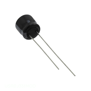 Distribuidor Autorizado, Condensador de Aluminio de 330 uF, 330UF 20% 6.3V RADIAL USR0J331MDD, Condensador de Orificio Pasante - Product Image 1