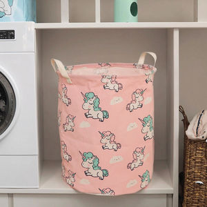 Grande <span class=keywords><strong>toile</strong></span> pour enfants panier à linge licorne design pliable boîte de rangement pour bébé panier pour pépinière garçons filles boîte à jouets maison - Product Image 1