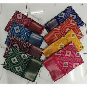 Exclusivos Saris de Seda Artística con Diseño Tejido y Bordados Zari, Prendas Étnicas Premium para Fiestas y Bodas para Minoristas - Product Image 1