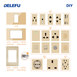 BAOBEN Prise Murale Standard UE Italie avec Interrupteur USB Charge Rapide Type C, Module de Fonction DIY 4*2 4*4, Doré - Product Image 2