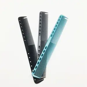 Kit Sisir Rambut Hitam Serat Karbon 40% Anti-statis Tahan Panas Profesional Salon