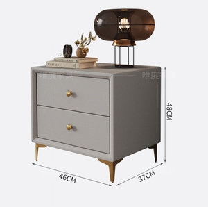 Lit double de luxe King Queen avec cadre en bois et tête de lit rembourrée en cuir, meuble de chambre moderne et contemporain avec rangement intégré - Product Image 6