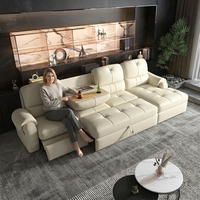 Canapé d'angle moderne en forme de L avec fonction de relaxation électrique et chaise longue de rangement, canapé multifonctionnel à mouvement électrique pour salon