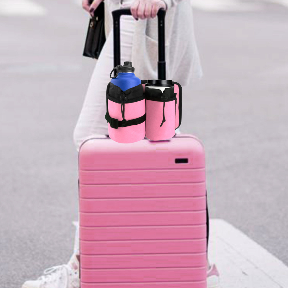 Luggage Travel Cup Holder Durable Free Hand Travel Luggage Drink Bag Travel Cup Holder Storage Bag Fits All Suitcase Handles