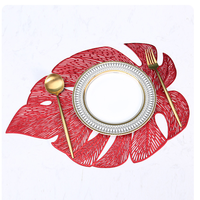 Napperons en plastique métallisé vert effaçables, en forme de feuille, en vinyle, pour table à manger, résistants à la chaleur