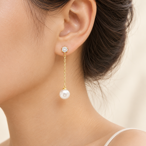 Orecchini Pendenti Geometrici con Perle per Donne, Design Semplice, Accessori per Orecchie da Indossare Quotidianamente - Product Image 2