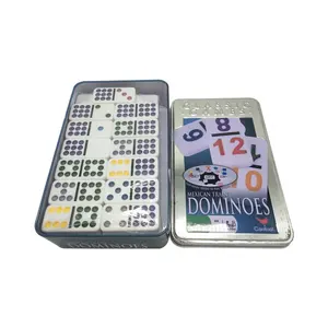 High Quality Funny White Dominoes Double 9 With Colorful Dots Printed Birds in Tin