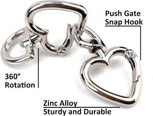 Pcs Heart Keychain Clasps Heavy Duty Swivel Lobster Push Gate <b>Snap</b> Hooks Charms Trigger <b>Clips</b> - Product Image 4