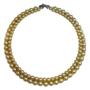 Collier de perles d'eau douce AK en or concentré naturel de haute qualité, double rangée de perles d'or Nanyang, comparable au collier d'eau de mer - Product Image 5