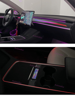 Autowellus 27 lumières laser arc-en-ciel gravées au laser, éclairage d'ambiance pour Tesla Model 3 2021-2023, bande LED intérieure avec contrôle par application sur écran