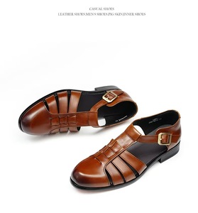 Sandales habillées pour hommes de style britannique, en cuir de vache, à lacets, légères, confortables, durables et antidérapantes - Product Image 6