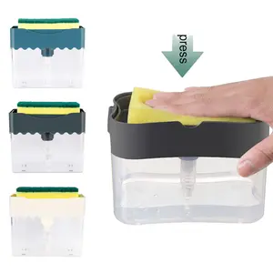 Дозатор жидкости для мытья кухни, ручной контейнер для мыла с губчатым держателем, домашние инструменты для хранения