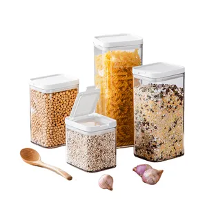 주방 플라스틱 저장 용기 식품 저장실 조직 시리얼 쌀 파스타 밀가루와 설탕 밀폐 식품 용기 뚜껑