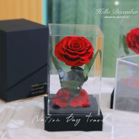 Boîte cadeau de roses éternelles en acrylique faites à la main, produits finis préservés pour la Saint-Valentin, cadeau de Noël