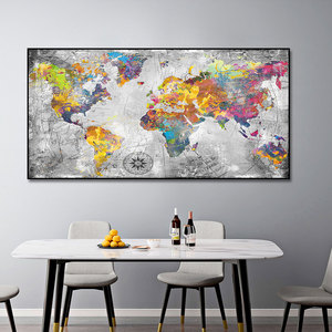 Tableaux pour salon, décoration intérieure, cartes du monde dorées, images, affiches, impressions, <span class=keywords><strong>toile</strong></span> de carte du monde, peinture murale - Product Image 5