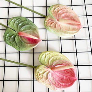 Planta de Anthurium de flor <span class=keywords><strong>verde</strong></span> blanca grande de plástico de tacto Real Artificial de alta calidad para centro de mesa decoración de boda - Product Image 3