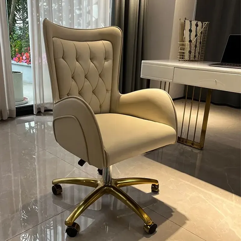 Moderne Luxe Gouden Poot Executive Verstelbare Comfortabele Kantoorstoel Voor Verkoop Computer Draaibare Pu Lederen Bureaustoel
