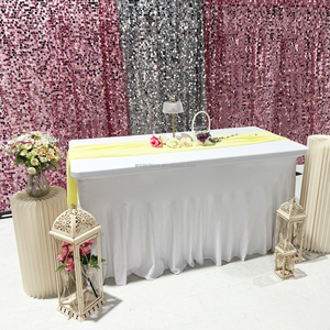 Annielu Giá Rẻ Trắng Màu Sắc Khác Nhau Chống Nhăn Ruffles Đàn Hồi Bìa 6ft 8ft Vòng Hình Chữ Nhật Bảng Váy - Product Image 2