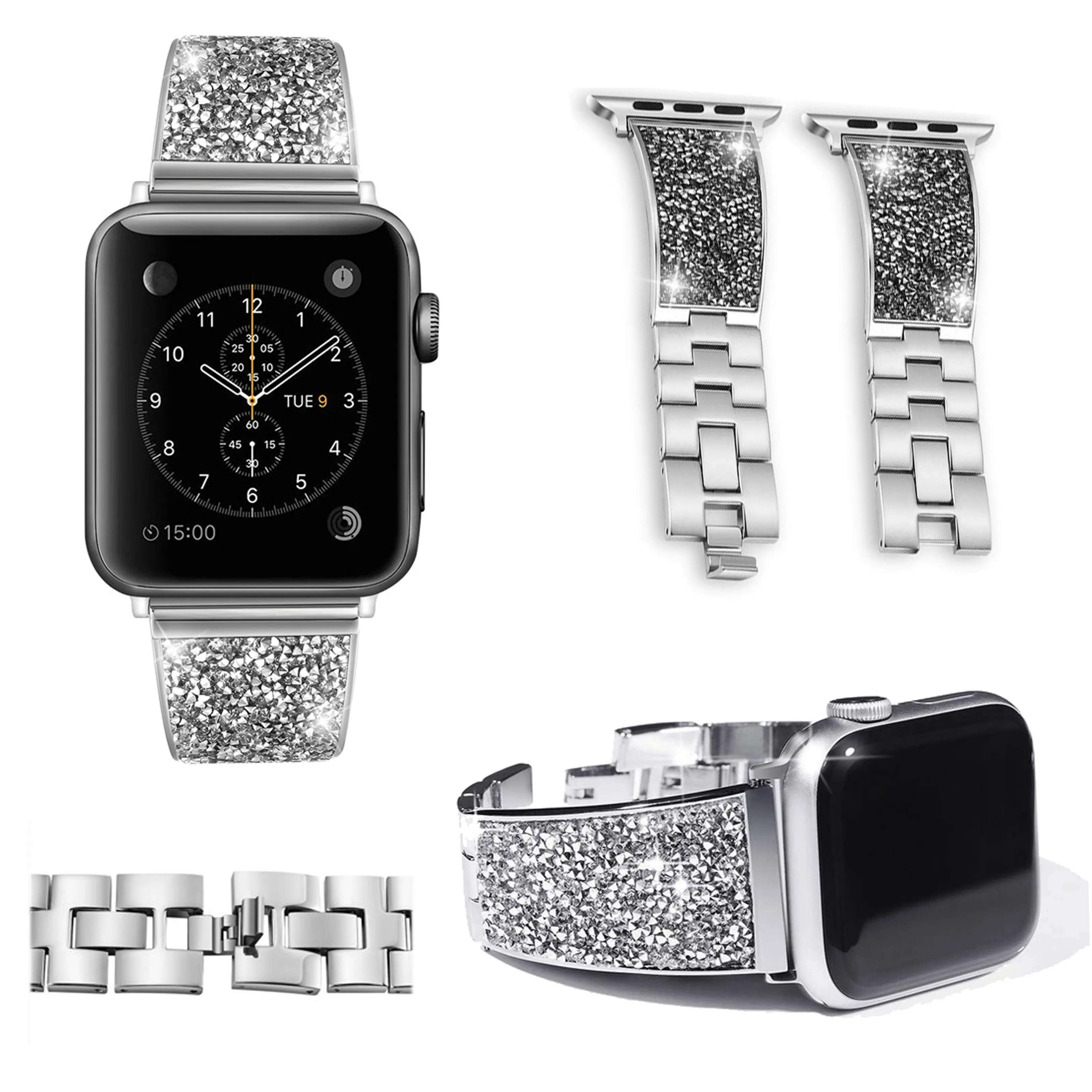 Luxury Diamond Watch Strap Band For Apple Watch Series 7 6 SE 5 4 3 Bracelet For iWatch 38/40/41MM 42/44/45mm Women Wrist Belt