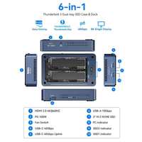 Hub Enclosure SSD M.2 NVMe Dual Bay Thunderbolt 4 40Gbps RAID HDMI 4K USB 3.2 Gen2 Docking Station dengan PD 100W