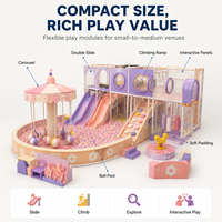 Aire de jeux intérieure commerciale multi-espaces avec piscine à balles, mur d'activités, clôture rembourrée et espace parental pour centre de jeux