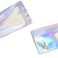 Sachet à pilules en Mylar recyclable, prêt à l'emploi, 3,5g 7g, autoportant, holographique arc-en-ciel, en plastique laminé, refermable avec fermeture éclair, motif floral laser